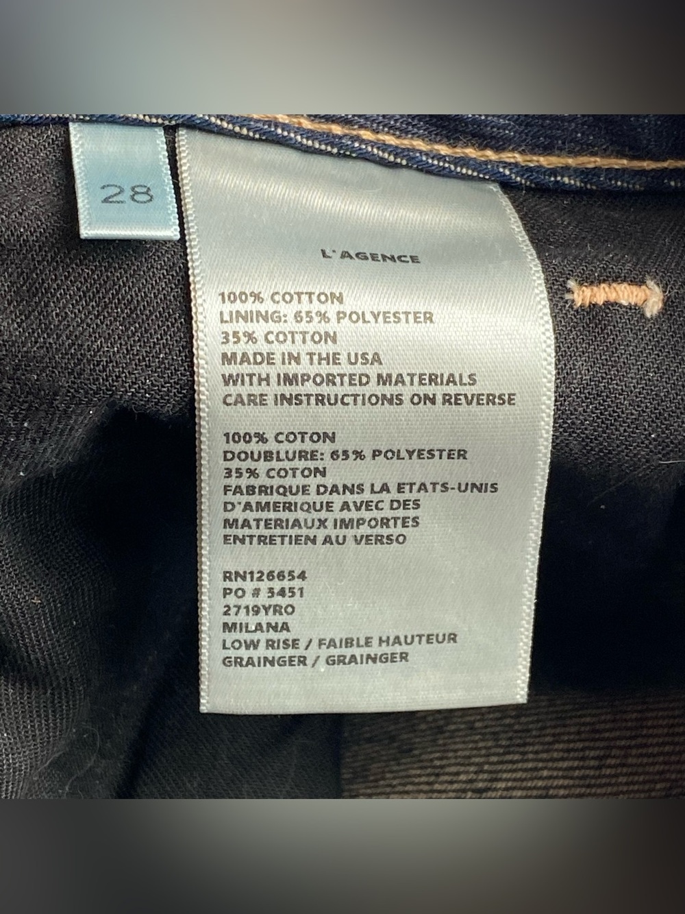 L'Agence Grainger Milana Stovepipe Low Rise Raw Edge Jeans Size 28 Quiet Luxury - Picture 11 of 15